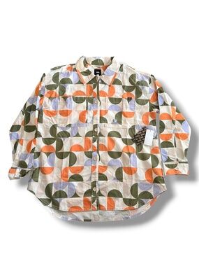 Vans Kelson Oversized Button-Front Shirt – Geometric Polka Dot – Size S (NWT)